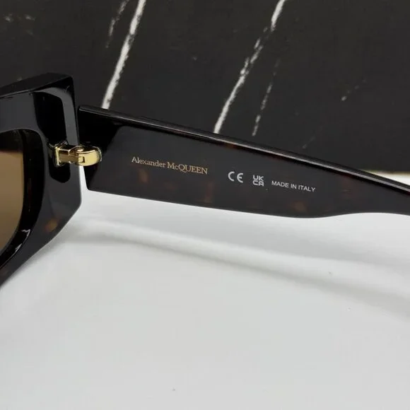 NEW AM0426S 002 ALEXANDER MCQUEEN HAVANA SQUARE UNISEX SUNGLASSES